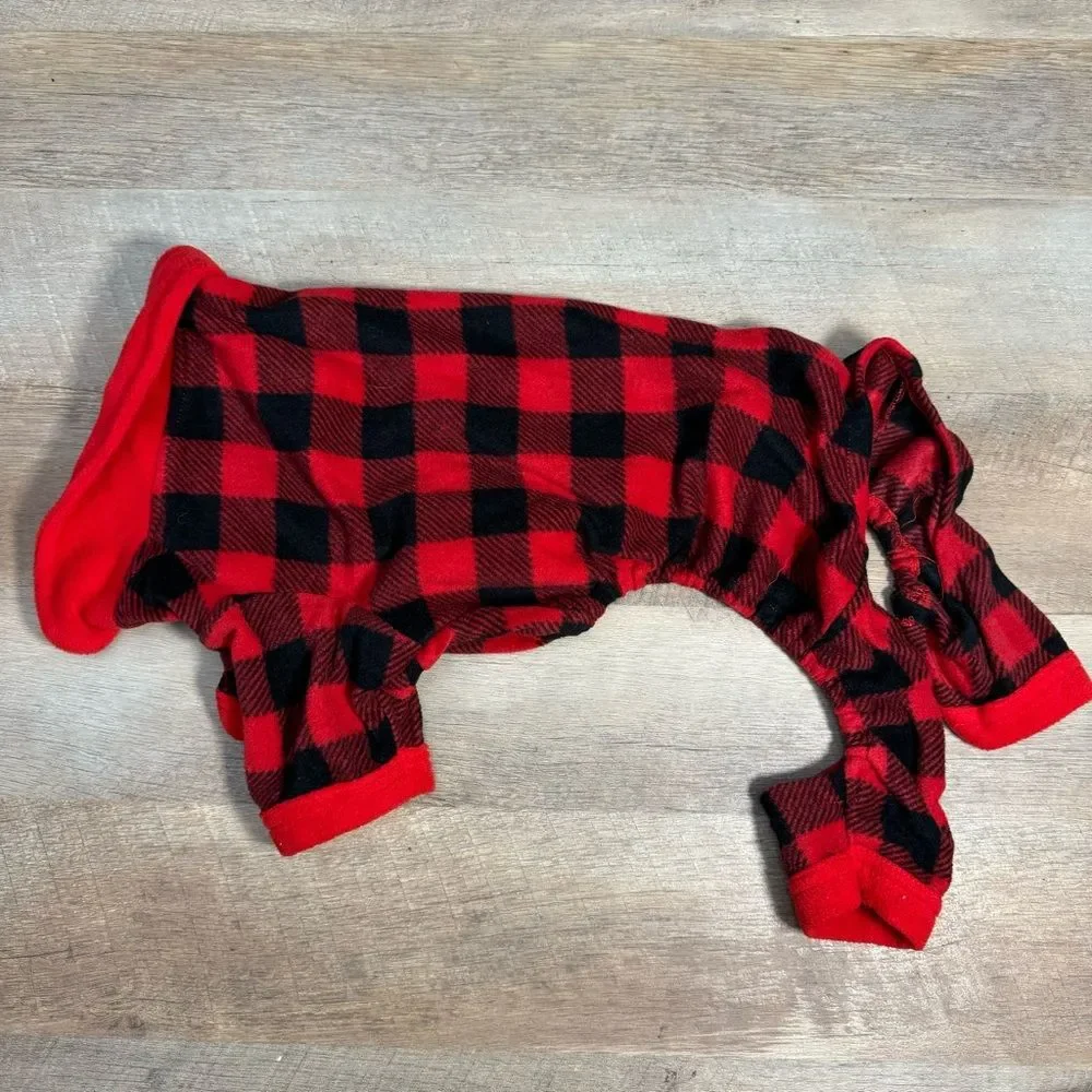 Heart to Tail Buffalo Plaid Fleece Dog Sweater Pajamas Size Medium